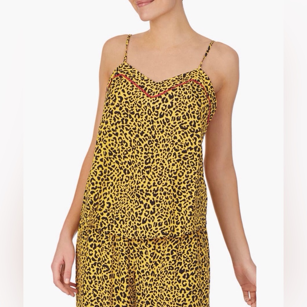 Refinery 29 Set (Camisole - Pants - Robe) Yellow Leopard Size M